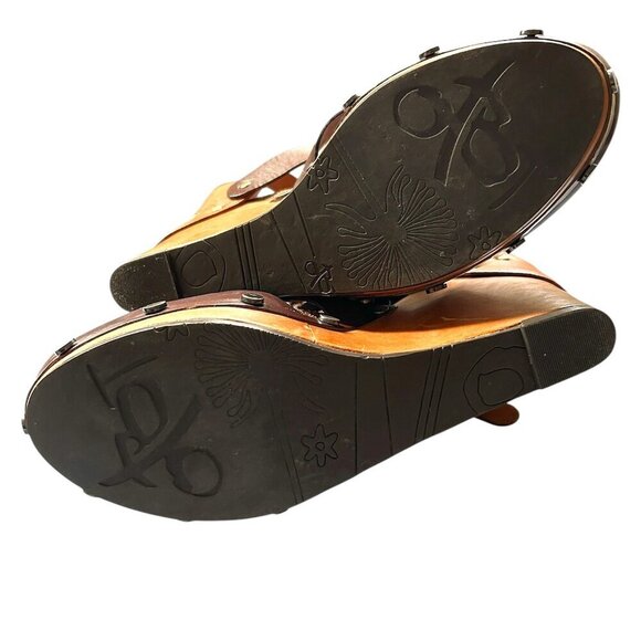 OTBT Brown Ankle Strap Closed Toe Clog Wedges US 9/9.5 - Picture 7 of 7